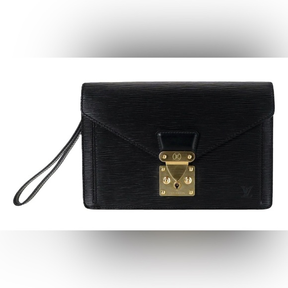 LOUIS VUITTON Black Epi Leather Serie Dragonne Hand Bag/Clutch | PRELOVED 🖤 - Picture 1 of 17
